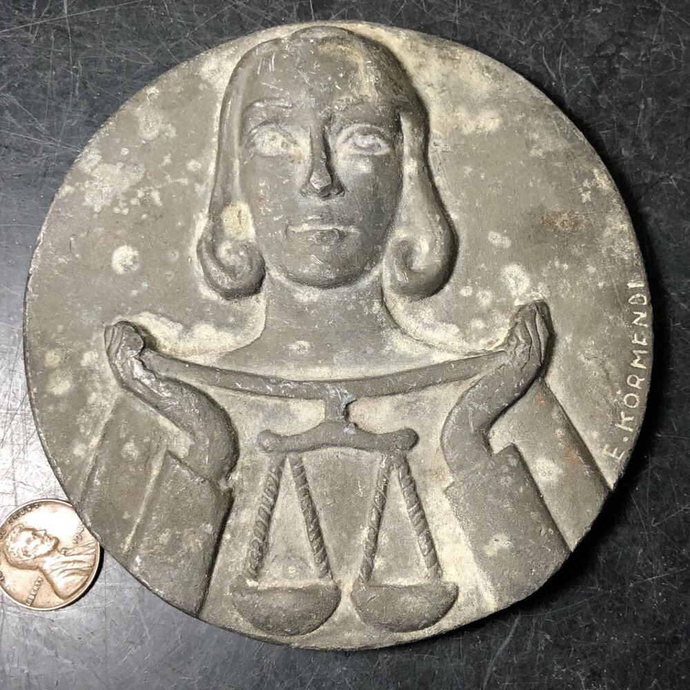 Sculpted Justice Plaque in Gray